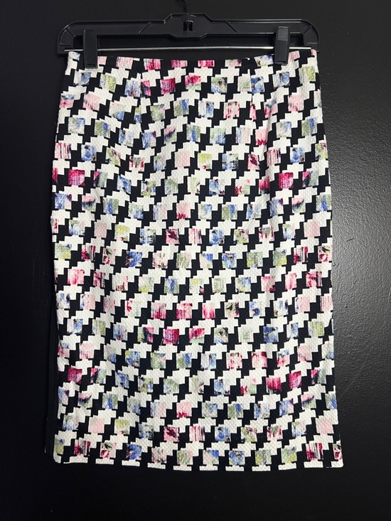 White House Black Market Dresses & Skirts - WHBM Black & White Colorful Houndstooth Pencil Skirt with Pink and Blue Accents